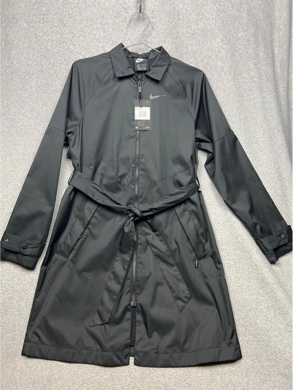 Nike Woven Windrunner Long Trench Jacket Black Womens XS Sport Casual Light